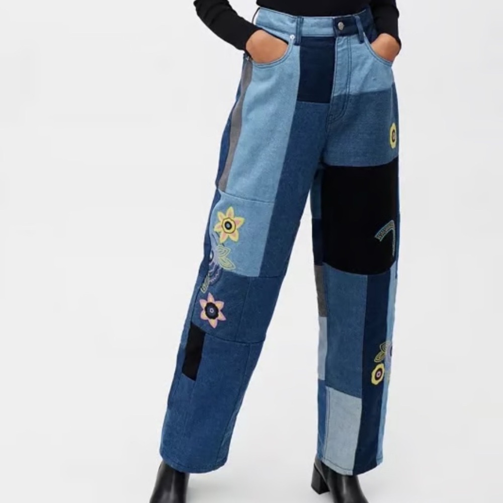 BDG Hi Rise Baggy Patchwork Denim Jeans